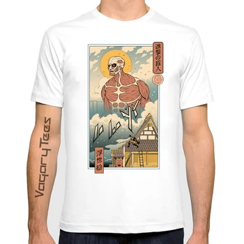 Išpuolis Titan anime marškinėliai vyrams vasarą naujas baltos spalvos atsitiktinis homme trumpas, kietas manga Titan Į Edo marškinėlius unisex dovana