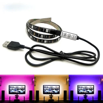 0,5 M 2M USB Led Šviesos juostelės DC5V Lanksti LED šviesos Juostelės Juostelės SMD5050 HDTV Ekrano Fono apšvietimas RGB Tamsos Valdytojas