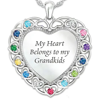 1 Gabalas Moterų Mados Spalvinga Perlas-akmens Širdies Pakabukas Karoliai Grandkids Palaima Karoliai Kristalų Tuščiaviduriai Iš Karoliai