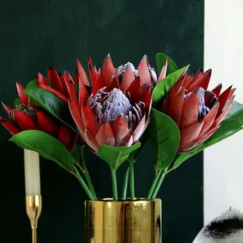 1 VNT Dirbtinių Gėlių Šilko Karalius Protea 