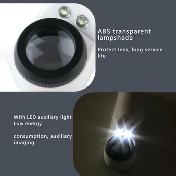 10/15/40X Kišeninis didinamasis stiklas 2 LED didinamasis stiklas Didinimo Apšviestas Magnifiers Didinamąjį Loupes Mikroskopu ON/OFF Jungiklis