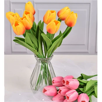 10 Vnt./Ryšulius Dirbtinis Tulpių Puokštė Silikono Nekilnojamojo Touch Tulpės Modeliavimas Dekoro Artificiales Gėlės Kambarį Apdaila