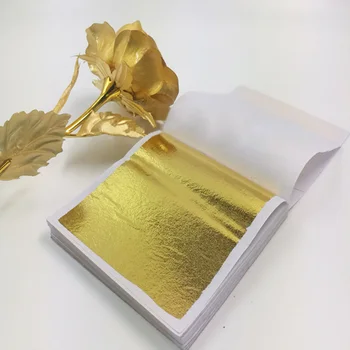 100 Lapų 8*8,5 cm Aukso Lapų Imitacija Folija Paauksuotas Popieriaus, Folijos Blizga Gryno Aukso Lapų Funiture Amatų Gilding Apdaila