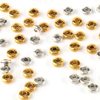 100 vnt Mados Metalo Karoliukai Antikvariniai Aukso spalvos Apvalios Lydinio Karoliukai, Papuošalai Priėmimo Reikmenys Reikmenys 