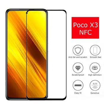 100D Visiškai Padengti Xiaomi Mi Poco X3 NFC Stiklo Screen Protector For Xiomi Pocophone F2 Pro X 3 X3 X3 NFC Apsaugos Kameros Objektyvas