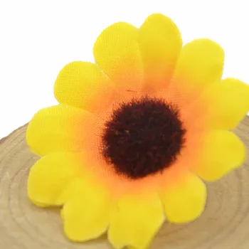 100vnt 3,5 cm Šilko Saulėgrąžų Dirbtinių Gėlių Galvos Dėl Vestuvių Lauke Apdailos Headmade Scrapbooking Priedai Netikrą gėlės