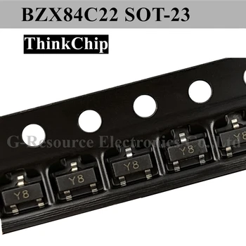 (100vnt) BZX84C22 SOT-23 BZX84 22V SOT23 SMD Įtampa stabilizavosi diodų (Ženklu Y8)