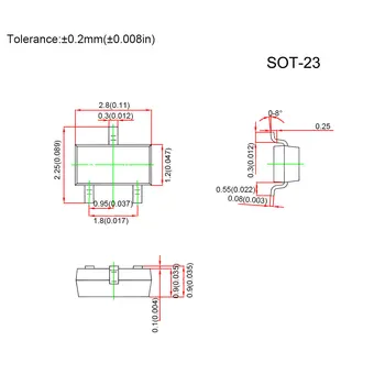 100vnt SI2301 SOT-23 N-Kanalo Didinimo Mosfet Tranzistorius Bipoliniu Sankryžos rūgščiąsias parengė bjt Vamzdis Fets SMD -2.3 A-20V Integrinių Grandynų