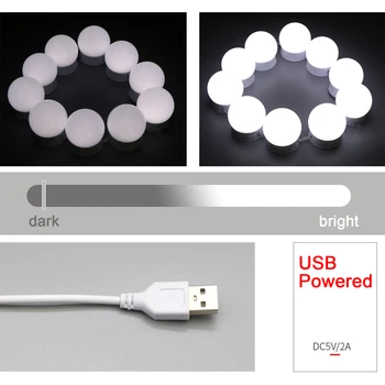10vnt 7.2 W LED sudaro IP65 Veidrodis Šviesos Veidrodėliai Priekinių žibintų USB5V Reguliuojamas Vandeniui LED Užpildyti Lempos Holivudo Sienos Lempos 2021