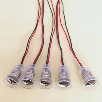 10VNT E10 lempos laikiklis Su viela Mažas lampholder e10 bazės mokymo priemonė eksperimento vielos ilgis 20cm bazės e10 lampholder