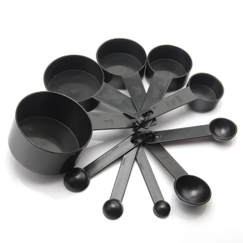 10vnt Juodo Plastiko Matavimo Šaukštas Taurės Įrankis Virimo Scoop Virtuvės Kavos Kepimo
