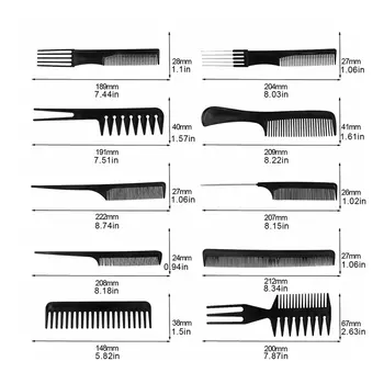 10vnt juodų Plaukų Salonas Plaukų Šukos Tiktų Grožio Priemones, Plastikiniai Hairbrush Bendrasis Kirpykla, Patvarus Plaukų Šukos