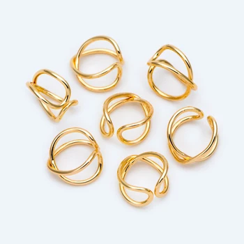 10vnt Reguliuojamas Aukso Clip-on Ear Viela, Auksą, padengtą Žalvario Earwire Auskarai Įrašai (GB-1452)