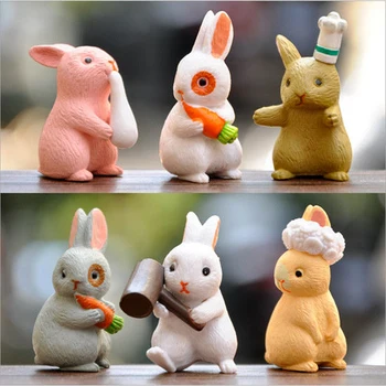 12 Stilius Mielas Animacinių Filmų Triušis Gyvūnų Šeimos Miniatiūrinės Statulėlės Apdailos Miniatiūriniai Gyvūnų Statulėlės Amatų Mini Sodo Ornamentu