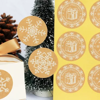 120pcs Linksmų Kalėdų Kraft Popieriaus, Lipdukų Snaigės Mielas Elnias Bell Kalėdos Šalis Dekoro Lipduko Dovanų Dėžutėje Pakuočių Sandarinimo Etikečių