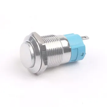 12mm metalo mygtukas jungiklis butas galva didelė galva, jokios šviesos savaiminio fiksavimo maži, apvalūs 2-pin mygtukas jungiklis