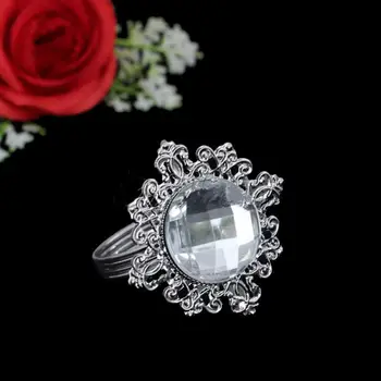 12pcs/set Romantiška Diamond Servetėlių Žiedas Valgiaraščių Turėtojas Balta-Sidabro tonas Metalo Žiedai Vestuvių Puotą Vakarienė Ratu Apdaila