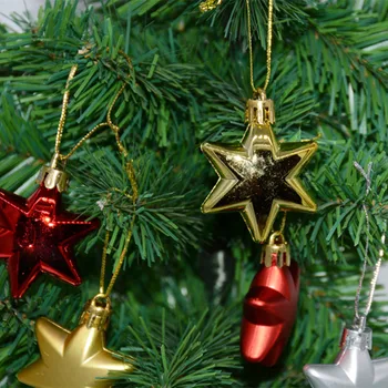 12PCS Spalvotų Žvaigždučių Medžių Viršūnėmis Rotango Plastiko Pakabukas Kalėdinė Dekoracija Naujųjų Metų Kabo Ornamentu Namuose Šalis