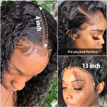 13x6 Giliai Garbanotas Priekinės Perukas Nėriniai Priekiniai Žmogaus Plaukų Perukai Moterims Keistą Garbanotas 28 Colių Prieš Nupeštos Malaizijos Garbanotas Žmogaus Plaukų Perukas