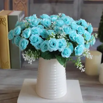 15 Galvą Mini Rožės Dirbtinių Gėlių Vestuvių Scena Išdėstymas Gėlių Kambarį, Stalo, Namų Puošybai Netikrą Gėlių Priedai