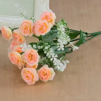 15 Galvą Mini Rožės Dirbtinių Gėlių Vestuvių Scena Išdėstymas Gėlių Kambarį, Stalo, Namų Puošybai Netikrą Gėlių Priedai
