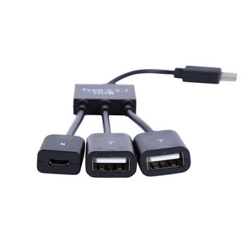 15cm USB C Tipo 3.1 Vyrų ir Dual USB 2.0 Moterų OTG Įkrovimo Kabelis 2 Port HUB Kabeliai 1 iki 3 Laidas ar Y Splitter Kabeliai . X