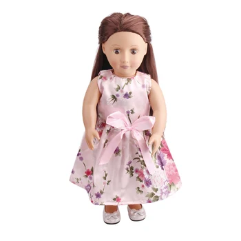 18 colių Mergaičių lėlės drabužiai Amerikos Princesė pink spausdinti vakarinę suknelę žaislai tinkami 43 cm kūdikių lėlės c148