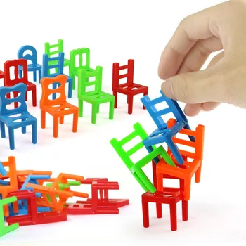 18pcs Mini Kėdės Pusiausvyrą Blokai Žaislas, Plastiko Surinkimas Blokai Krovimas Kėdės Vaikams mokomieji Šeimos Žaidimas Balansas Treneris Žaislas