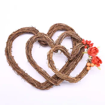 1pc 10-30cm Gamtos Rotango Širdies Formos Gėlių Vainikas Vestuvių Dekoravimas 