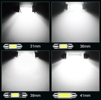 1pc COB C5W C10W 31mm 36mm 39mm 41mm Girlianda LED Lempos Automobiliams, Licencijos plokštės Interjero Skaitymo Lemputės 12V 6000K Balta Lemputes