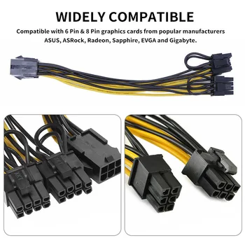 1pc PCI-E Adapterio Kabelį 6pin su 8pin Splitter Cable PCI-E Konverteris, Laidas, Kompiuterio Priedų