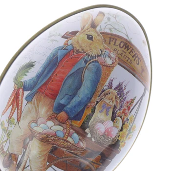 1pc Šalis Dekoro Easter Bunny Dress Spausdinimo Metalų Lydinio, Pakabukas Alavo Velykų Kiaušinių Formos Saldainių Dėžutė alavuotoji skarda Atveju