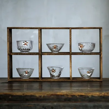 1pcs Mažų 60-80ml patys puodeliai Alavo Gėlių Vieno Arbatos Puodelio Japonijos Stiklo Taurės Kung Fu Arbatos Nustatyti Skaidrias Geriamojo Stiklas 12 Stiliai