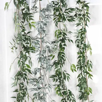 1PCS Subtilus Modeliavimas Gluosnio Žalia Lapinių Augalų, Pintais Namų Vestuvių scenografija Augalų Rotango Lapų
