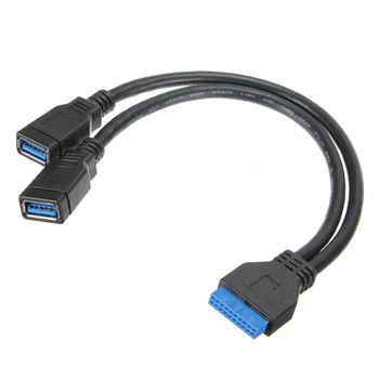 2 Port USB 3.0 Moterų 20 Pin Header Plokštė Kabelis Vidaus Ryšio usb3.0 20pin/19pin