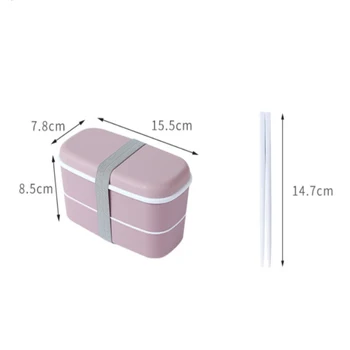 2 Sluoksnių Bento Box Eco-Friendly Priešpiečių Dėžutė Maisto Konteineryje Maisto Kokybės Plastiko Microwavable Indai Priešpiečių Dėžutė Mokyklos Nešiojamų