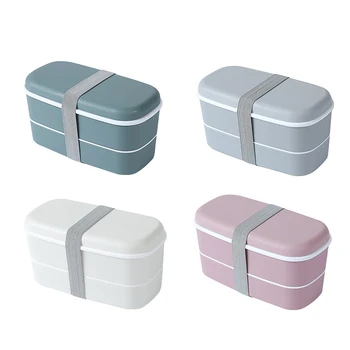 2 Sluoksnių Bento Box Eco-Friendly Priešpiečių Dėžutė Maisto Konteineryje Maisto Kokybės Plastiko Microwavable Indai Priešpiečių Dėžutė Mokyklos Nešiojamų