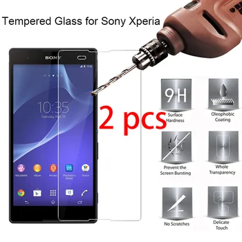 2 vnt! Išmanusis telefonas Grūdintas Apsauginis Stiklas Sony Xperia Z5 Premium Z4 Z3 Plus Z2 Kompaktiškas Screen Protector, Sony Z1 Z