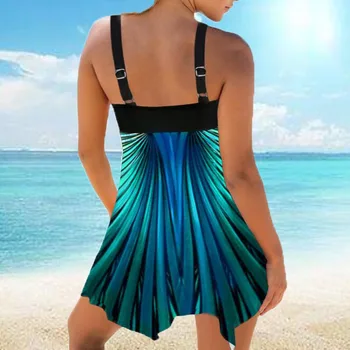 2020 Dryžuotas Tankini Plius Dydis 8XL Moterims Dviejų dalių Tvarstis Trikini maudymosi Kostiumėliai, Push Up maudymosi kostiumėlį su Vintage Šortai Moteriška Beachwe