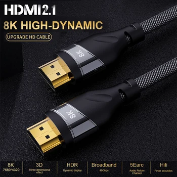2020 Geriausias 8K 48Gbps 2.1 HDMI Kabeliai 4K HDMI 2.1 Kabelis eARC Cabo HDMI 2.1 UHD Dynamic RANGE) HDMI 2.1 Kabelis 8K 
