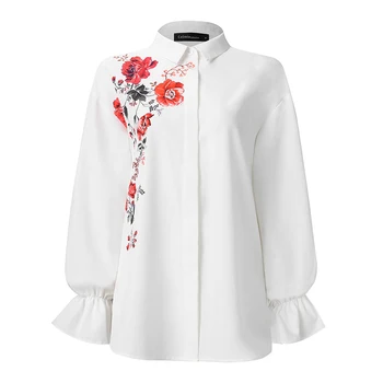 2021 Celmia Moterų Marškiniai, Elegantiškas Biuras Pavasario Atsitiktinis Blyksnius Rankovės Derliaus Viršūnes Gėlių Spausdinti Marškinėliai Mygtukai Blusas Femininas