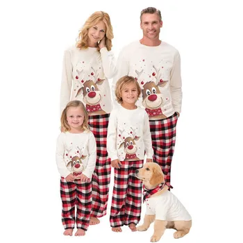 2021 Kalėdų Šeimos Pižama SetDeer Suaugusiųjų Šeimos Vaikas derinti Drabužius Viršuje+Kelnės Kalėdos Sleepwear Pj Nustatyti Kūdikio Romper