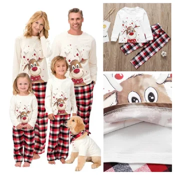 2021 Kalėdų Šeimos Pižama SetDeer Suaugusiųjų Šeimos Vaikas derinti Drabužius Viršuje+Kelnės Kalėdos Sleepwear Pj Nustatyti Kūdikio Romper
