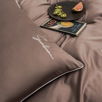 2021 Keturių dalių patalynės paprastos medvilnės dvigubai buitinių lova lapas antklodė padengti išsiuvinėti vamzdynų patogus patalynės kavos spalva