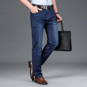 2021 m. pavasario ir vasaros markės aukštos kokybės medvilnės, sumontuotas tiesiai lengvas džinsai verslo atsitiktinis jaunimo vyriški klasikiniai džinsai
