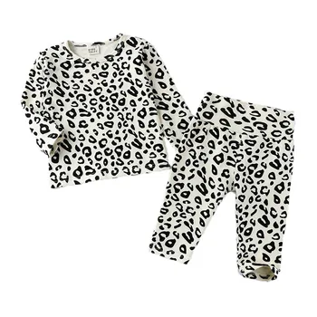 2021 m. Pavasarį, Rudenį Merginos Atsitiktinis Leopardas Spausdinti Pižama Loungewear Namų Drabužiai 2vnt Rinkiniai Medvilnės Vaikams Vaikams