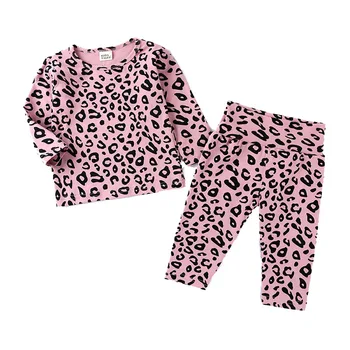 2021 m. Pavasarį, Rudenį Merginos Atsitiktinis Leopardas Spausdinti Pižama Loungewear Namų Drabužiai 2vnt Rinkiniai Medvilnės Vaikams Vaikams