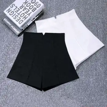 2021 M. Vasarą Moterys Naujas Mini Aukšto Juosmens Šortai Baltas Juodas Ruožas Kombinezonas Šortai Moteriška Hotpants Elegantiškas Pločio Kojų Kietas Trumpas Džinsai