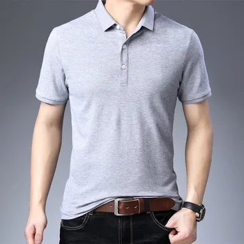 2021 m. Vasarą Naujas Vyrų Atvartas Pearl Cotton vientisos Spalvos Slim-Fit trumparankoviai marškinėliai Mados vientisos Spalvos Laisvalaikio marškinėliai