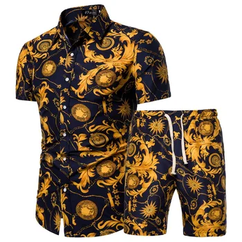 2021 m. Vasarą, Nauji vyriški Drabužiai Trumpas rankovėmis Atspausdintas Marškinėliai Šortai 2 Gabalas Vyrų Mados Atsitiktinis Paplūdimio Dėvėti Drabužiai